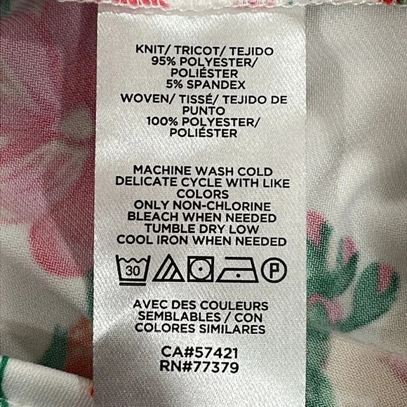 NWOT Ann Taylor Petite Floral Strawberry Mixed Media Ruffle Sleeve Tie Neck XXSP - Picture 15 of 16